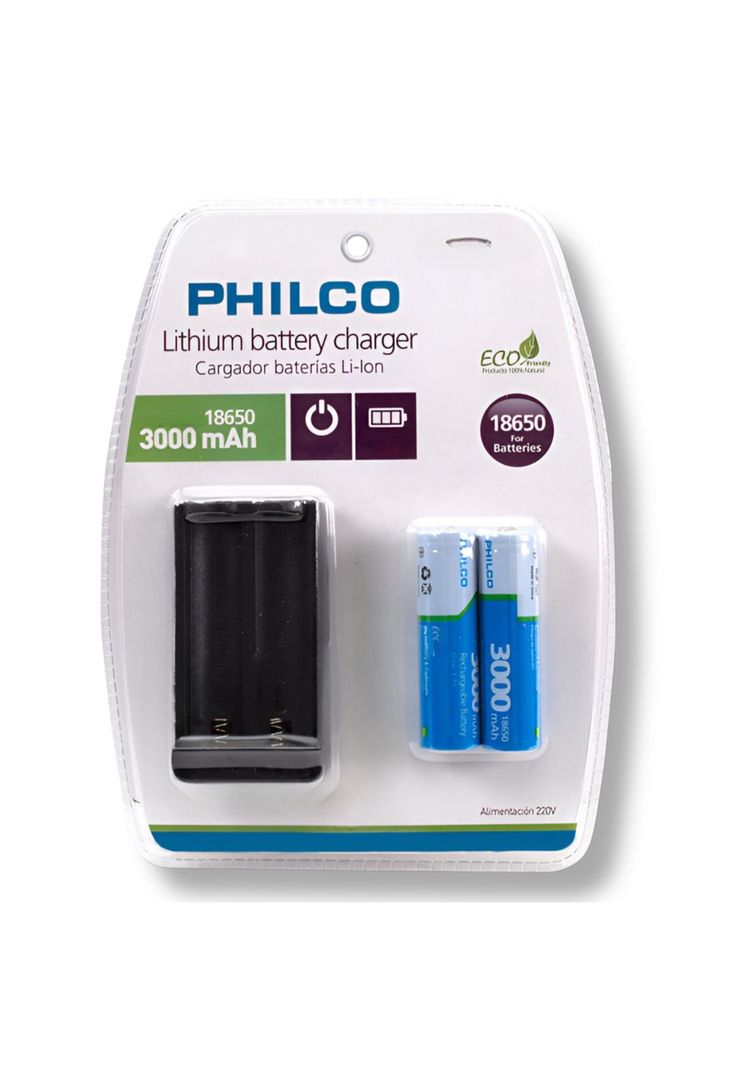 Pack de 2 Baterías 18650 3.000 mAh + Cargador 220V LT15-2