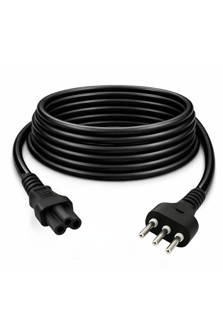 Cable de Poder Tipo Trebol 1.8 MT Reforzado 220V / 3 PIN Negro