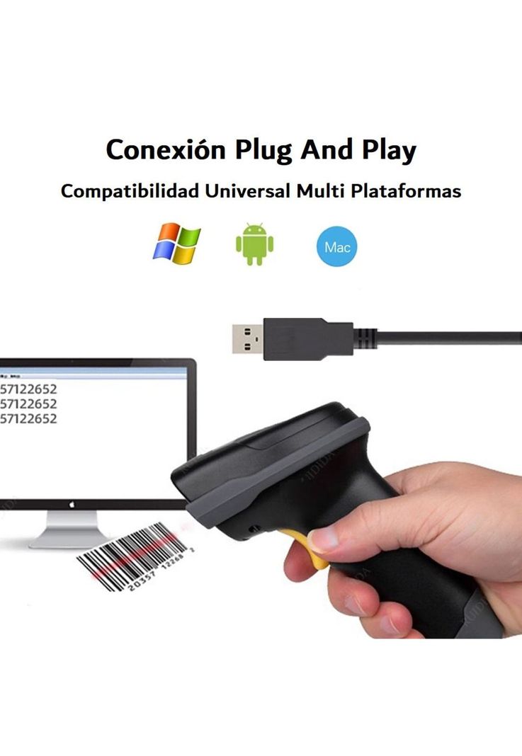 Lector de Códigos de Barra Bluetooth CCD IP54 Utek UT-BSCBT8-6