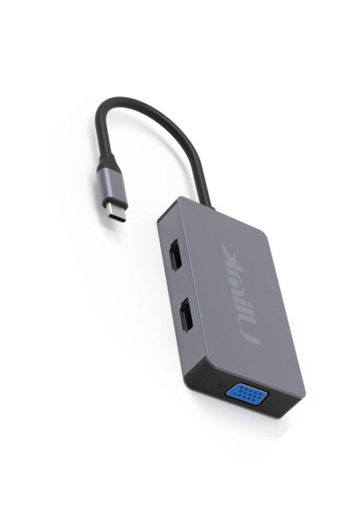 Hub Adaptador Type-C (5en1) 4K HDMI X2/ VGA/ Type-C/ USB 3.0-2