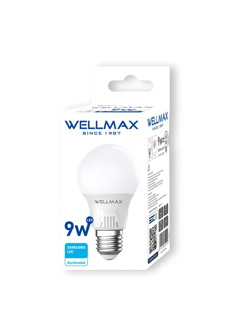 Ampolleta LED Wellmax E-27 9W Luz Fria 810Lm LED Samsung-0