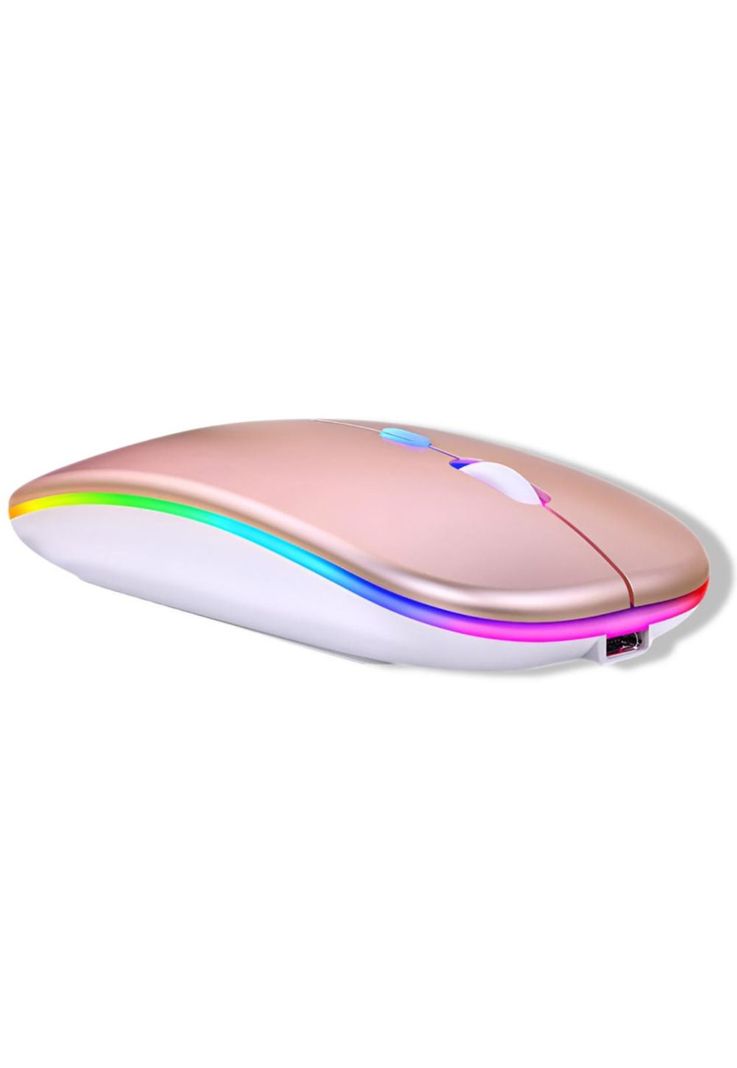 Mouse Dual Inalámbrico Rosado Recargable Bluetooth + USB 2G-1
