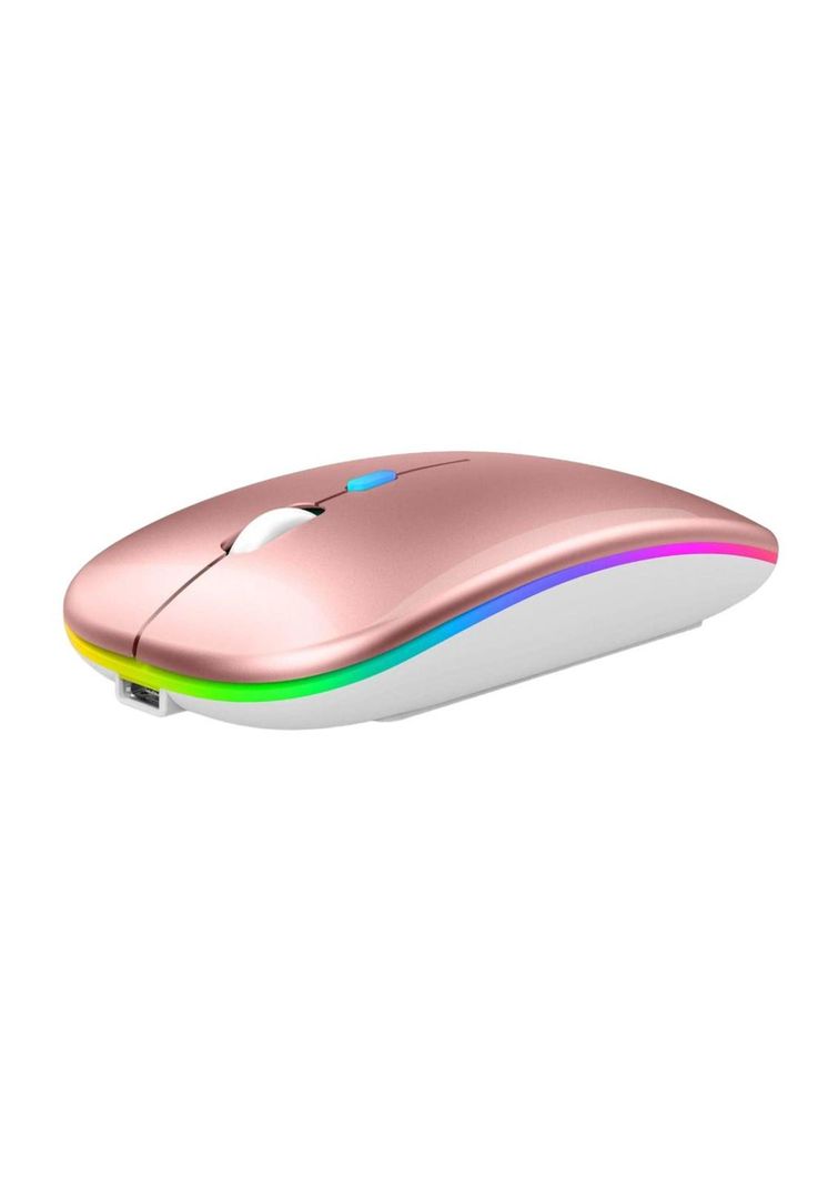 Mouse Dual Inalámbrico Rosado Recargable Bluetooth + USB 2G-3