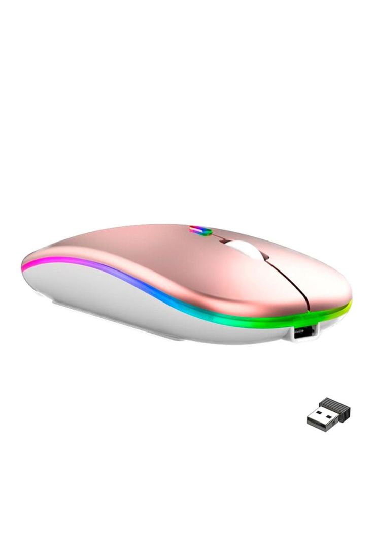 Mouse Dual Inalámbrico Rosado Recargable Bluetooth + USB 2G-6