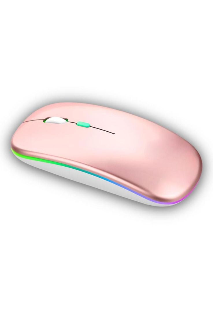 Mouse Dual Inalámbrico Rosado Recargable Bluetooth + USB 2G-8