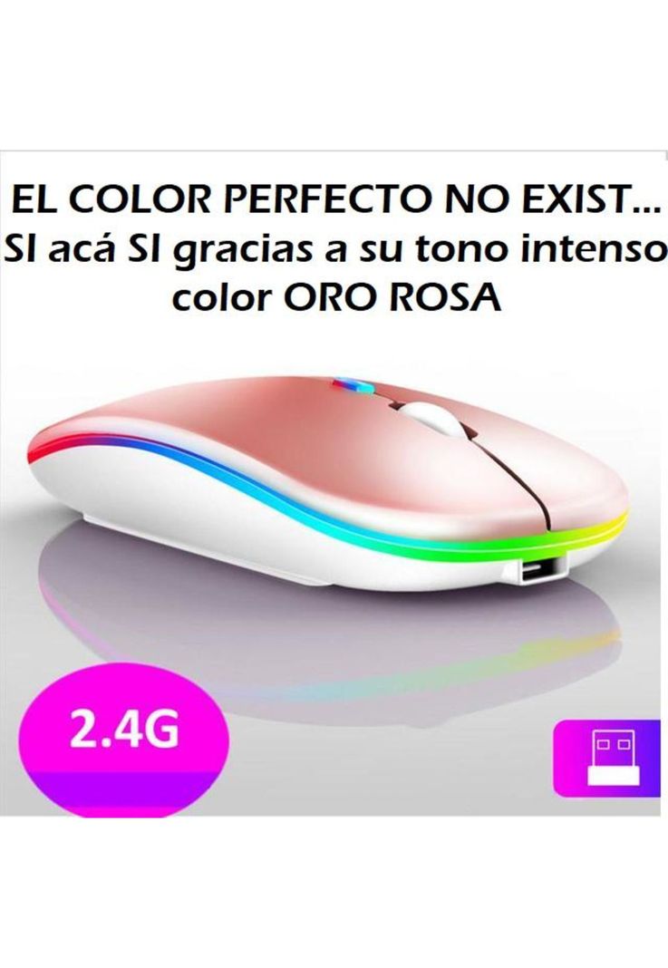 Mouse Dual Inalámbrico Rosado Recargable Bluetooth + USB 2G-9
