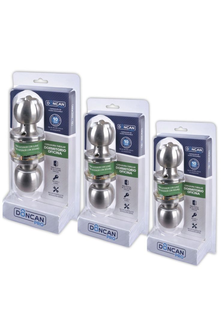 Pack de 3 Cerraduras Dormitorio & Oficina Ac Inox Doncan Pro
