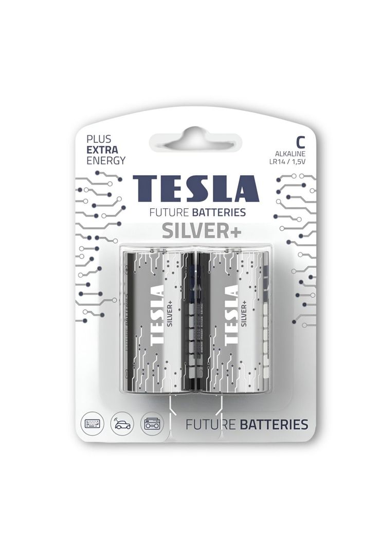 Pack 12 Pilas C Tesla Silver+ Alkaline Plus Extra Energy-0