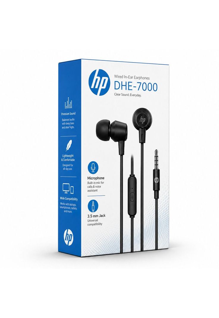 Audifonos In Ear HP Con Manos Libres DHE-7000 Black Matte Negro