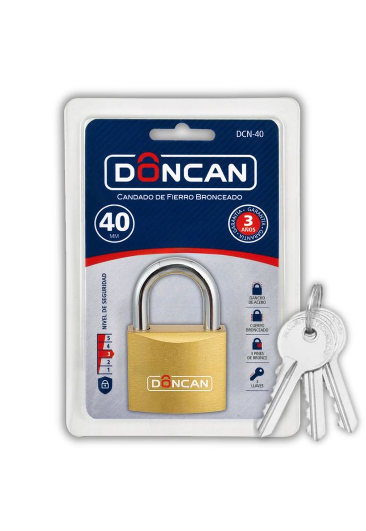 Pack de 3 Candados de 40mm Doncan de Acero Bronceado DCN-40