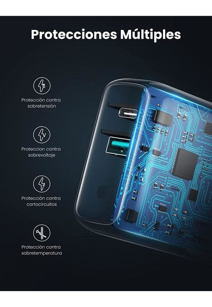 Cargador Pared USB C Ultra Rápido 36W Power Delivery + USB-4