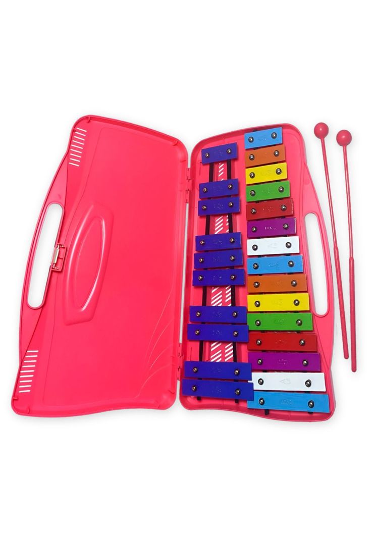 Metalofono de 25 Tonos+ 2 Baquetas Hendrix HX0058 Rosado-0