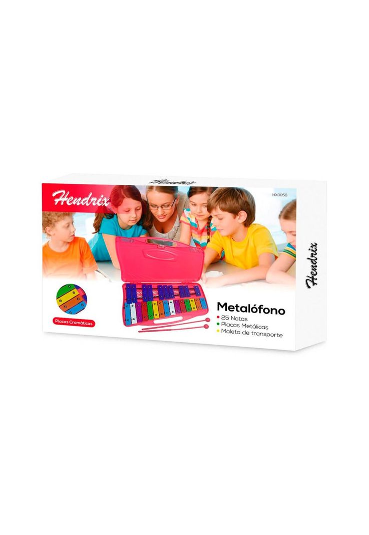 Metalofono de 25 Tonos+ 2 Baquetas Hendrix HX0058 Rosado-3