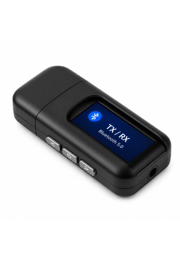 Transmisor y Receptor Bluetooth de Audio y Datos RX - TX BT 5.0 Pantalla LCD Negro