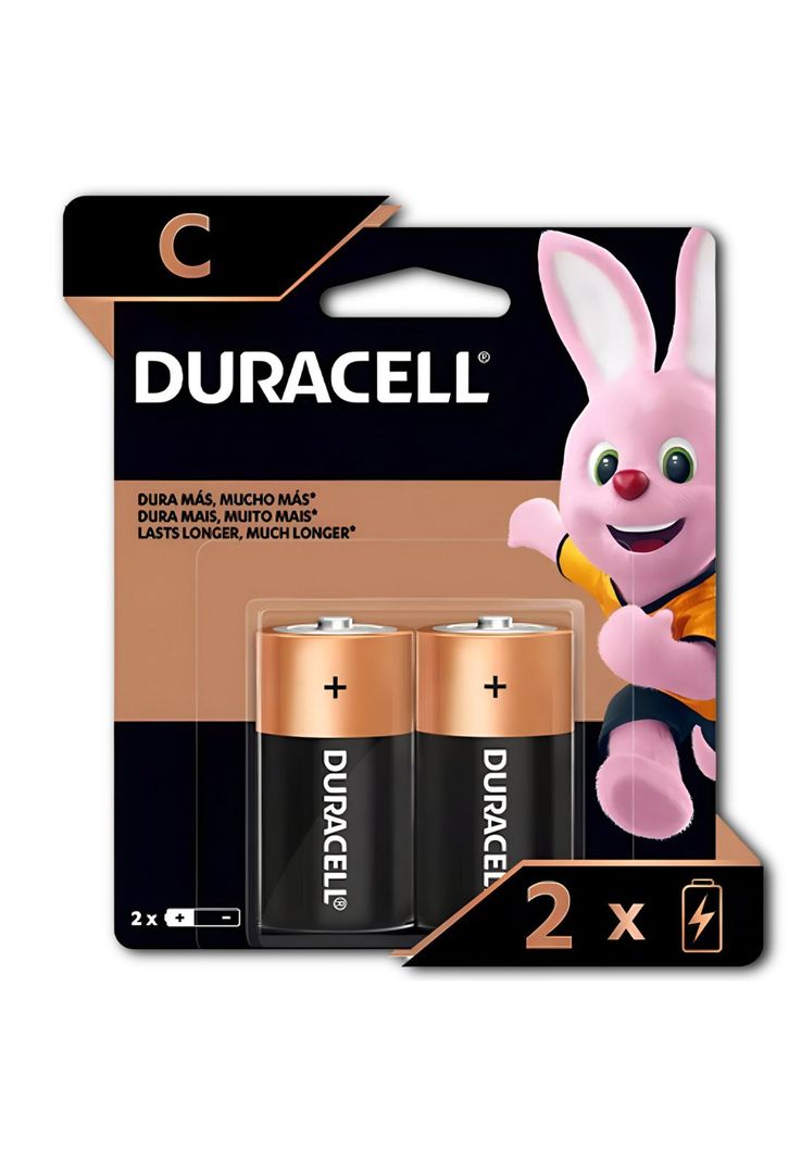 Pila Duracell C Alcalina - Pack 2 Unidades Negro