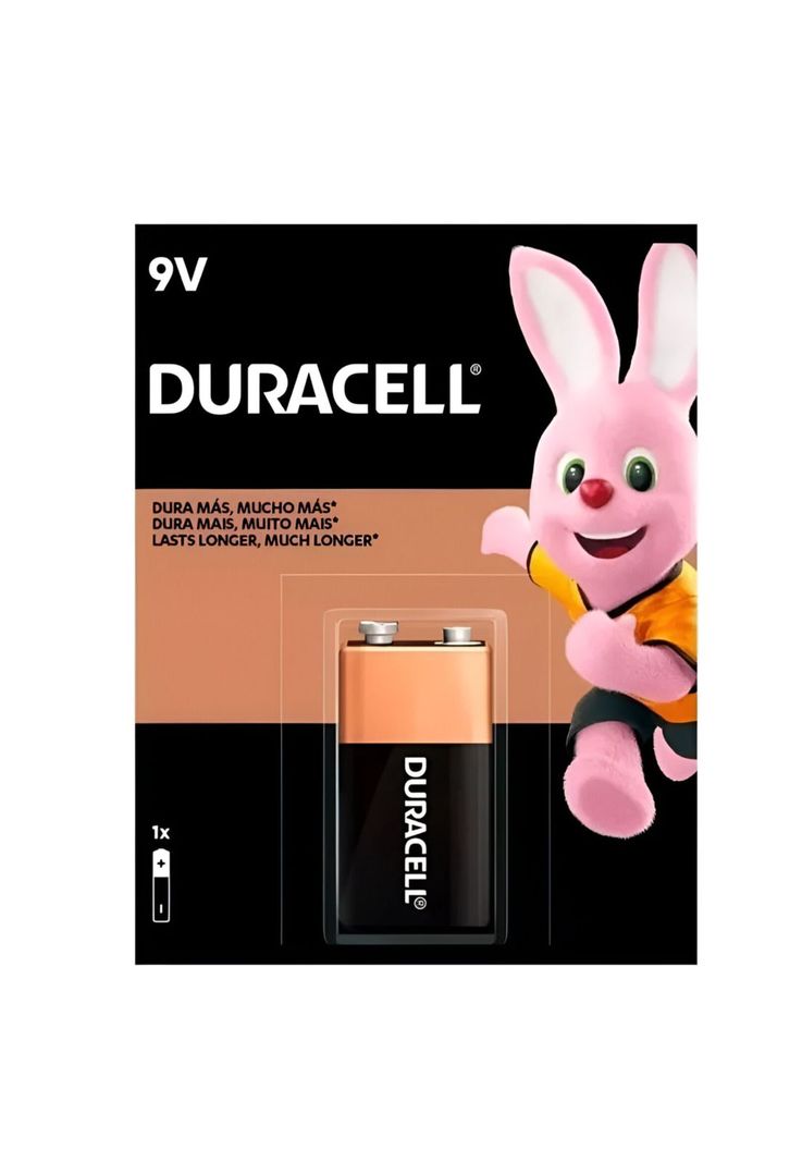 Bateria Duracell de 9V de Larga Duracion Negro