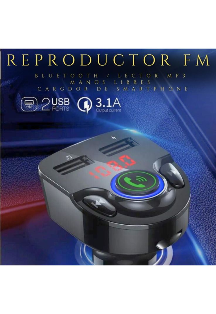Transmisor FM para Auto BT + Manos Libres + Cargador 3A/ MP3-6