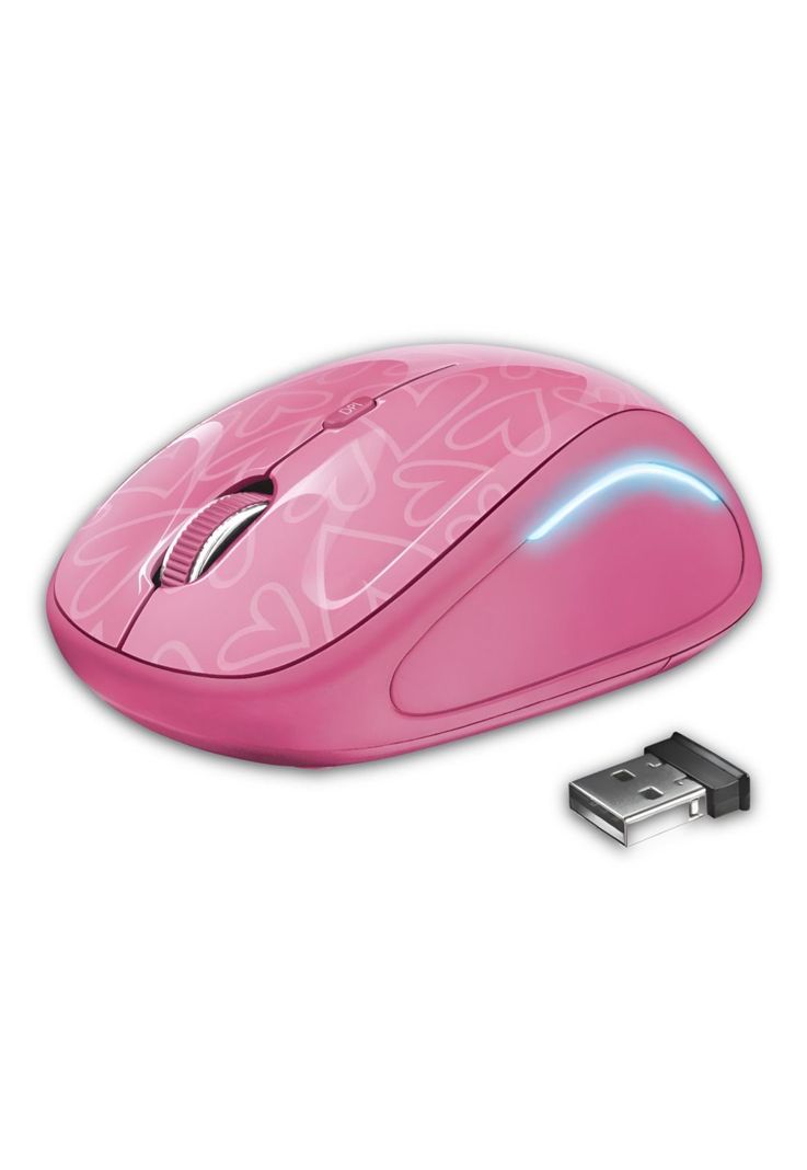 Mouse Inalambrico Rosado Retro Iluminado Rgb Trust Yvi 22336-7