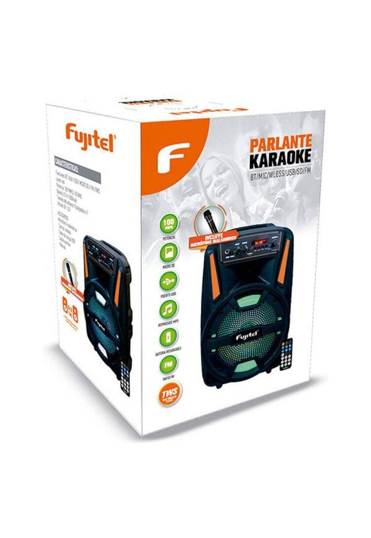 Parlante Karaoke con Micrófono inalámbrico Fujitel BT8L1NEW-9