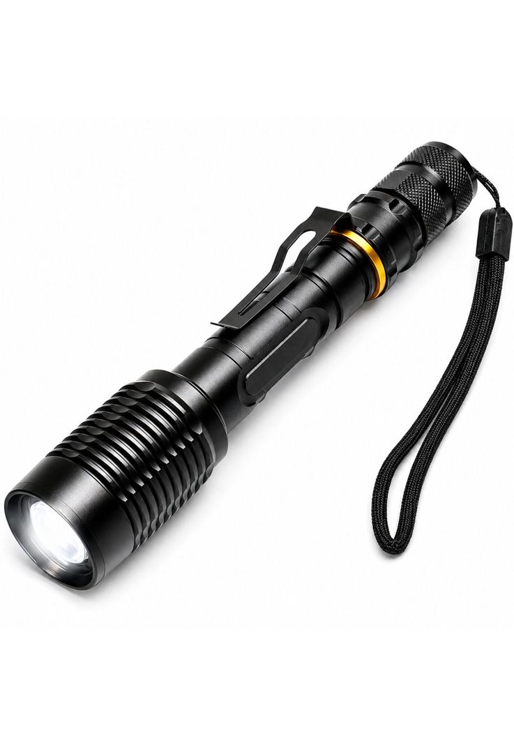 Linterna LED Profesional Multi Uso con Zoom High Power T6 Negro