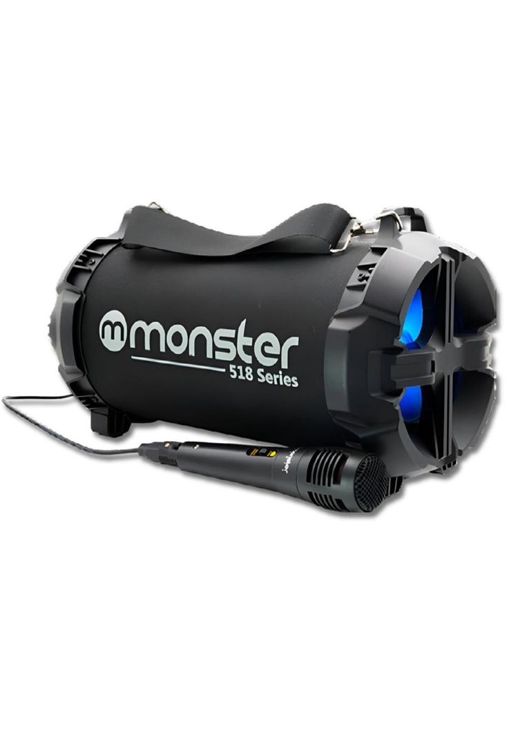 Bazuca Karaoke Monster + Micrófono 518BK Retro-iluminado RGB-3