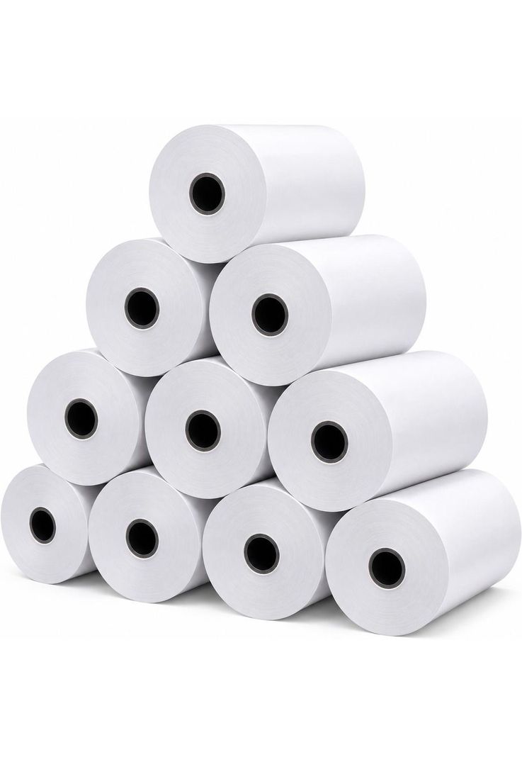 Pack de 10 Rollos Termicos 57mmx30mm Estandar Maquinas POS Blanco