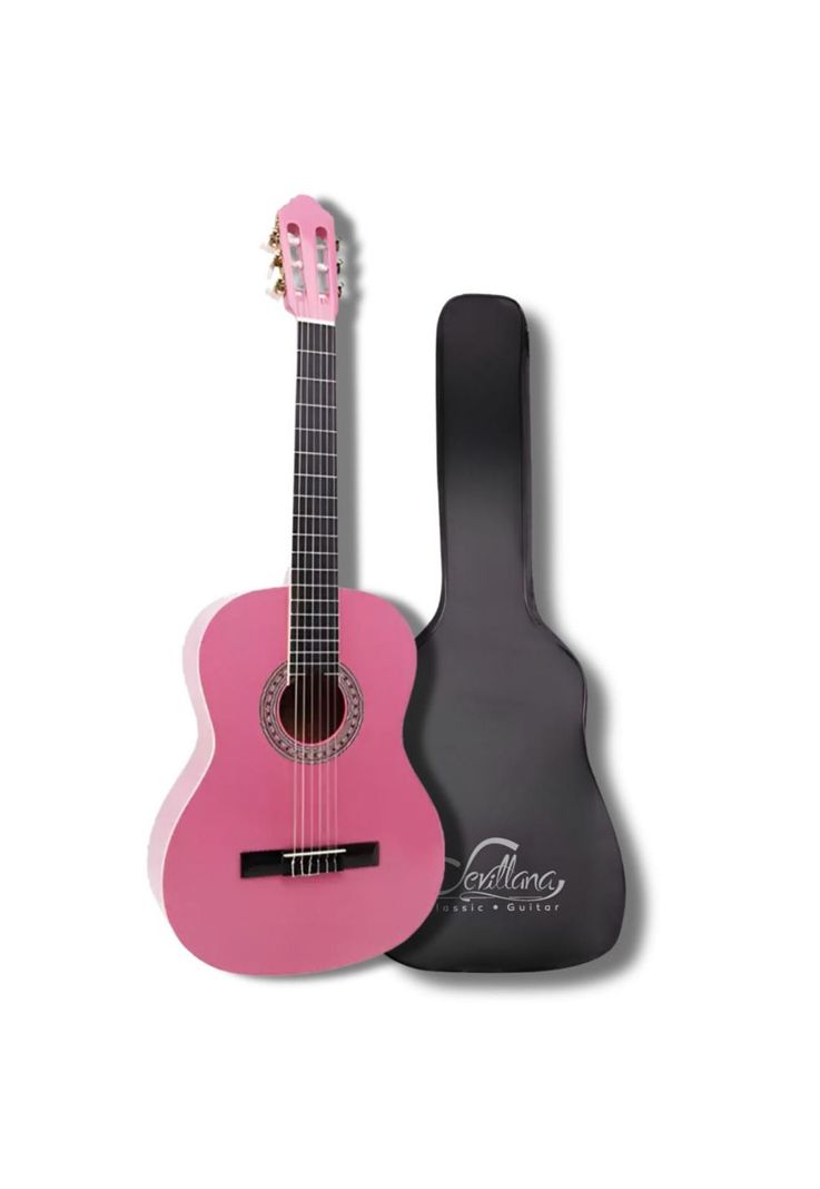 Guitarra Clásica Sevillana Rosada 39” Con Alma y Funda 8451-0
