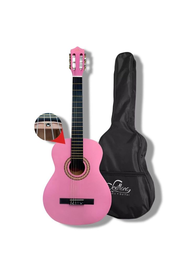 Guitarra Clásica Sevillana Rosada 39” Con Alma y Funda 8451-2
