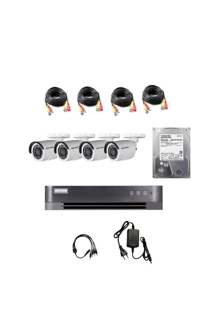 KIT DVR 4 Camaras de Seguridad HD Hikvision 1TB Full Pack-0
