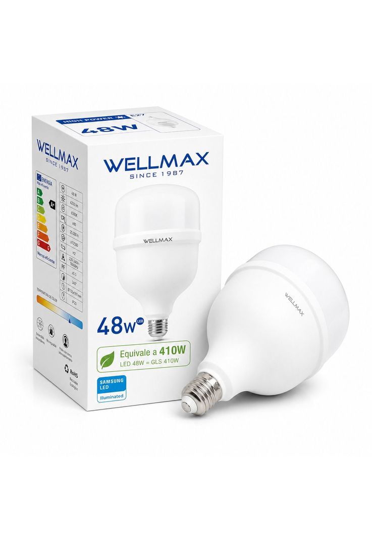 Ampolleta LED Hammer 48W Luz Fria E27 Con Chip LED Samsung Blanco