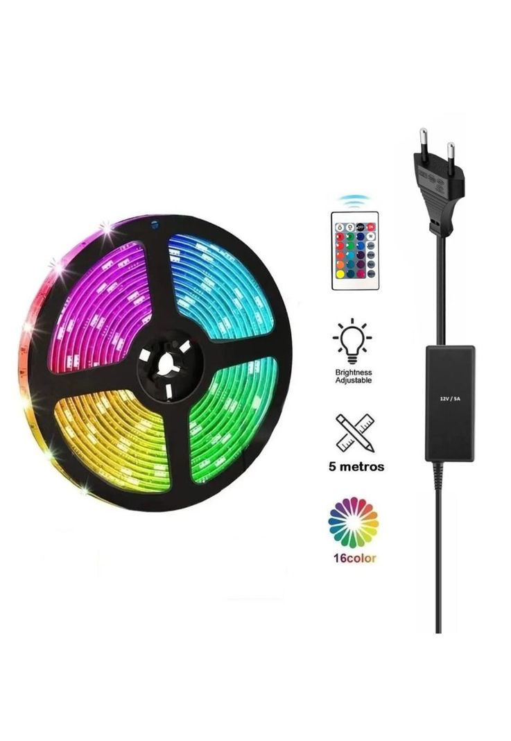 Kit Tira de Luces LED FULL RGB High Power 5 Metro + Control-1