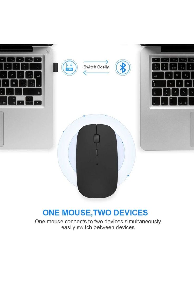 Mouse Inalámbrico Dual Bluetooth + USB 2G Recargable RGB BK-3