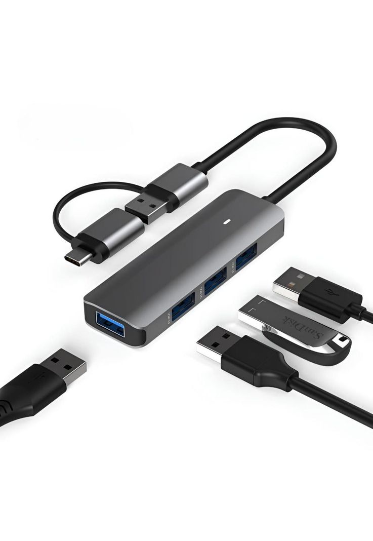Hub USB 3.0 + Adaptador Type-C 5 Gbps Tecmaster TM-100543-2