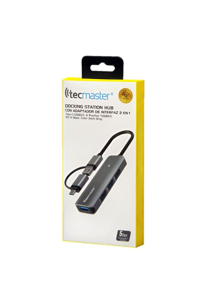 Hub USB 3.0 + Adaptador Type-C 5 Gbps Tecmaster TM-100543-4