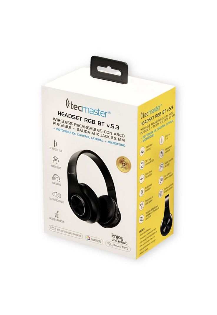 Audífonos Bluetooth 5.3 RGB Plegable Multifuncionales SD/MP3-8