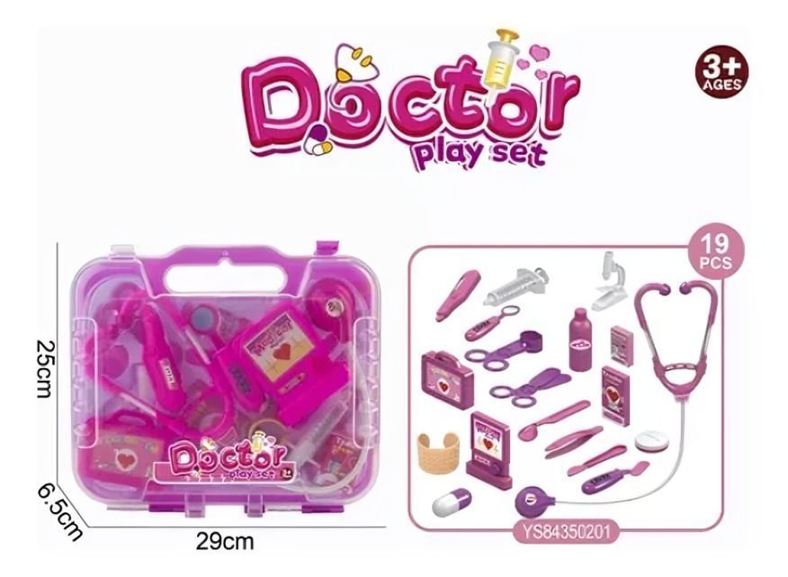 Maleta doctor Rosada 19pcs 25cm x 6.5cm x 29 cm-2