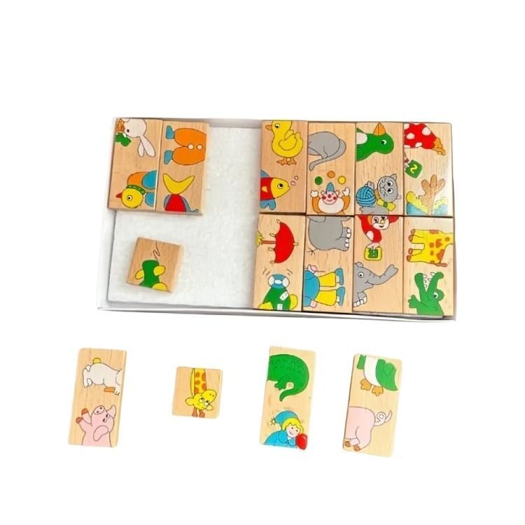 Domino Madera Animales Juego Didactico Para Niños-1