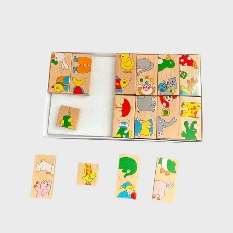 Domino Madera Animales Juego Didactico Para Niños-2