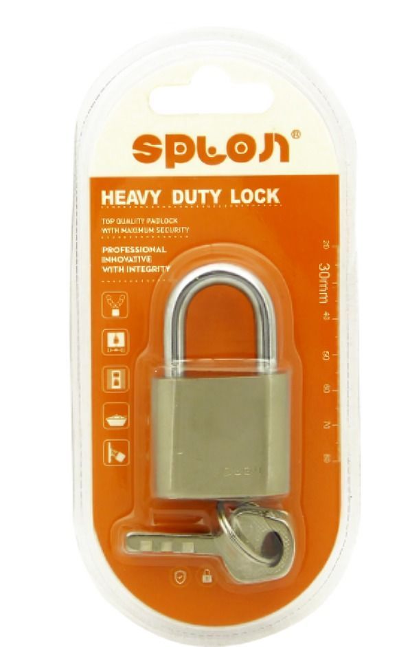 set x 2 CANDADO 30 MM SPLON GRIS TOP SECURITY CON 4 LLAVES EN BLISTER DOBLE -2