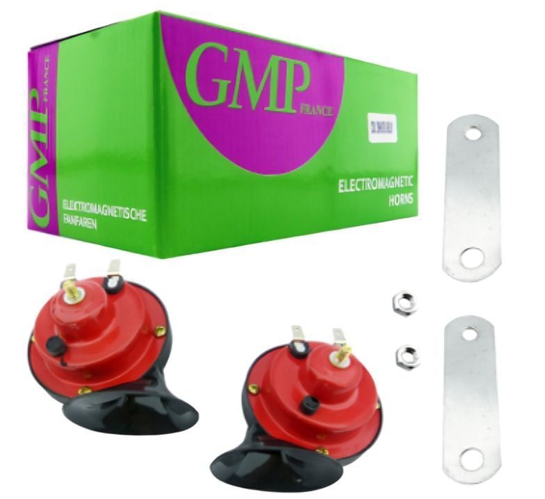 BOCINA PARA AUTO ROJA CARACOL GMP SIN RELAY EL PAR -3