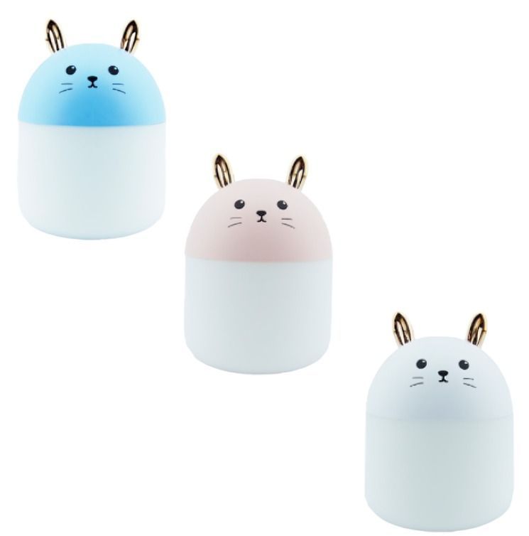 HUMIDIFICADOR MOD.GATITO CON LED 250ML RECARGABLE ROSADO-1
