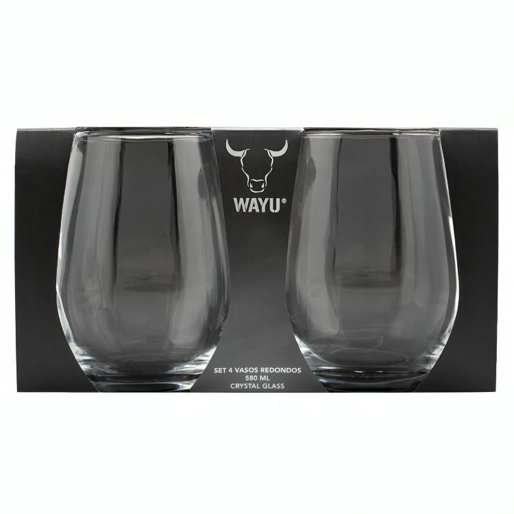 SET 4 VASOS REDONDOS VIDRIO WAYU-0