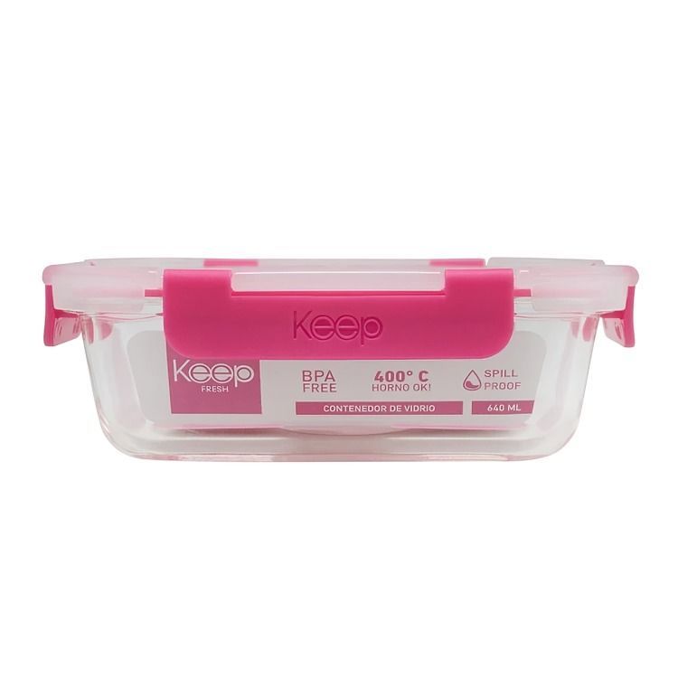 HERMETICO RECTANGULAR 640ML GLASS KEEP FUCSIA-0