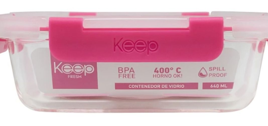 HERMETICO RECTANGULAR 640ML GLASS KEEP FUCSIA-1