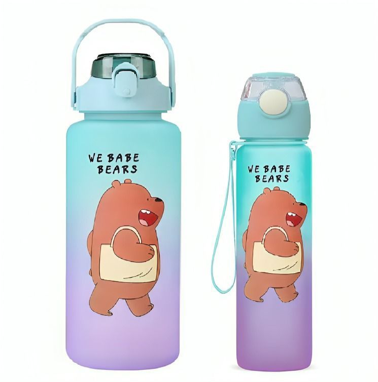 Pack 2 Botellas Agua Motivacional De 2 Litros Y 900ml  con bloqueo de seguridad-0