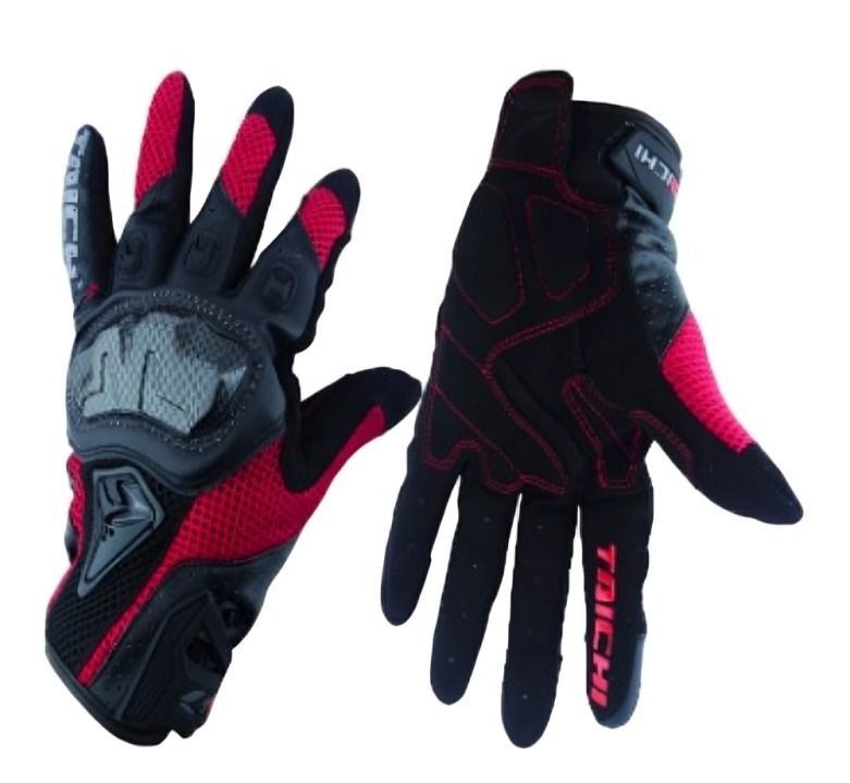 GUANTE MOTO TAICHI CUERO-TELA T-222 CON PROTECCION CARBON -0
