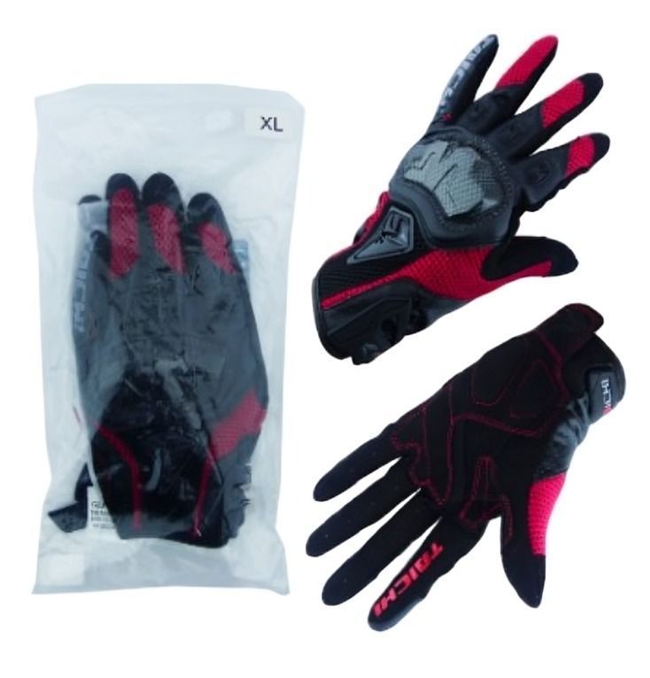 GUANTE MOTO TAICHI CUERO-TELA T-222 CON PROTECCION CARBON -2
