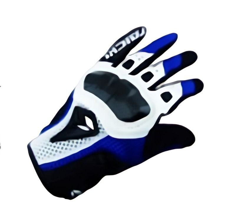 GUANTE PARA MOTO TAICHI CUERO-TELA T-222 CON PROTECCION CARBON AZUL-0
