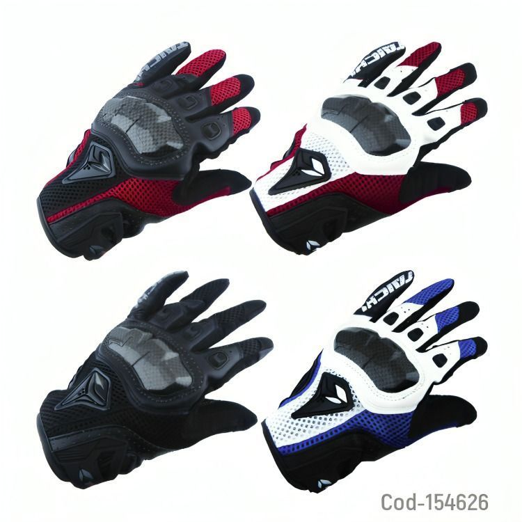 GUANTE PARA MOTO TAICHI CUERO-TELA T-222 CON PROTECCION CARBON AZUL-1