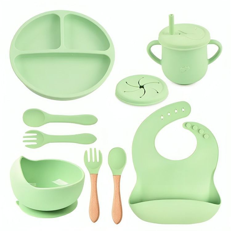 Set Alimentación Silicona Libre Bpa 9 Piezas Antideslizante-1